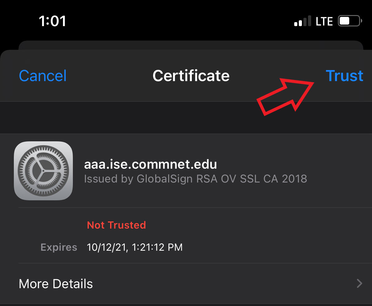 iPhone Trust Certificate